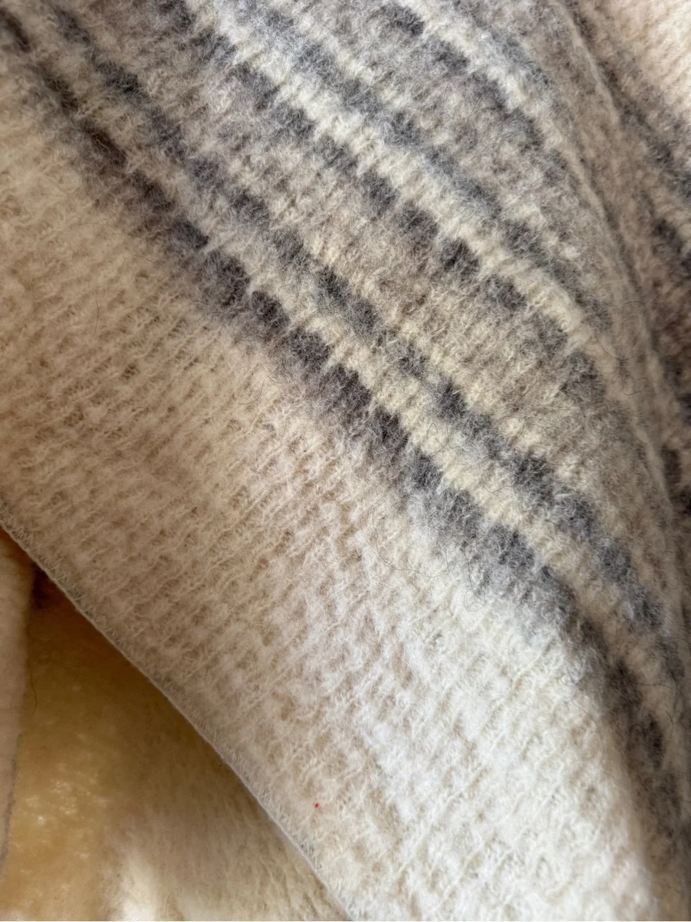 Neutral Striped Knit Shawl scarf  - Cream and Gray Alatoss Icewool